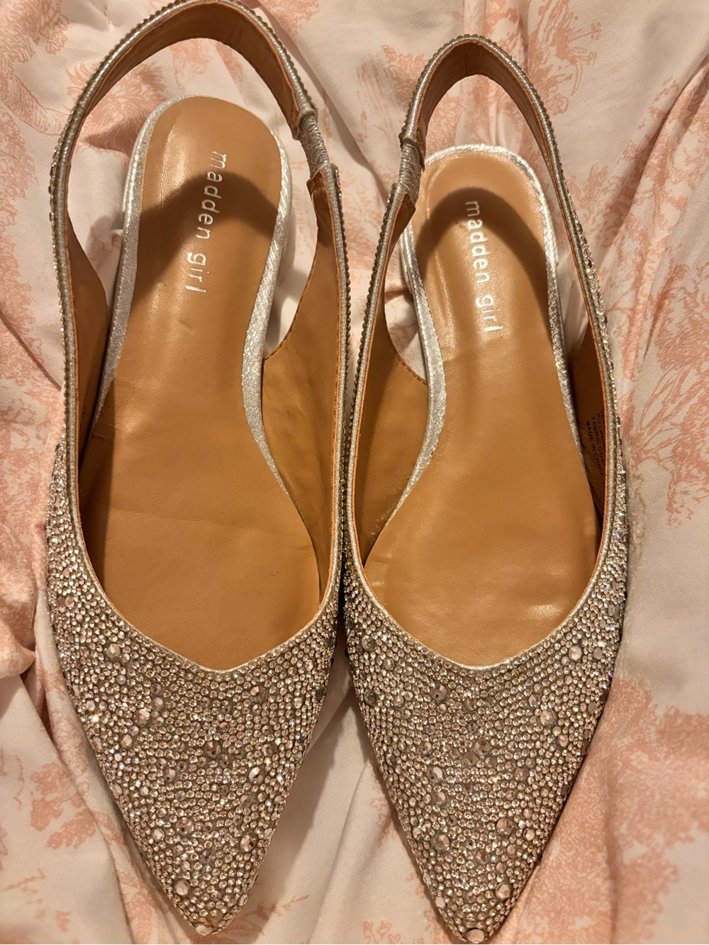 Madden Girl Silver Pointed Slingback Flats
